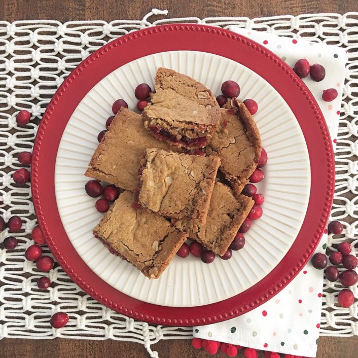 Christmas Cranberry Bars are made with fresh cranberries. Easy Christmas dessert recipe. 