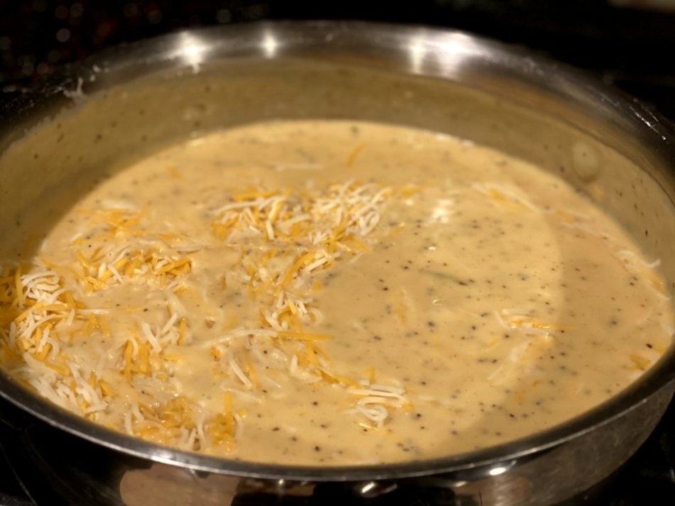 cheese sauce for the enchilada casserole. 