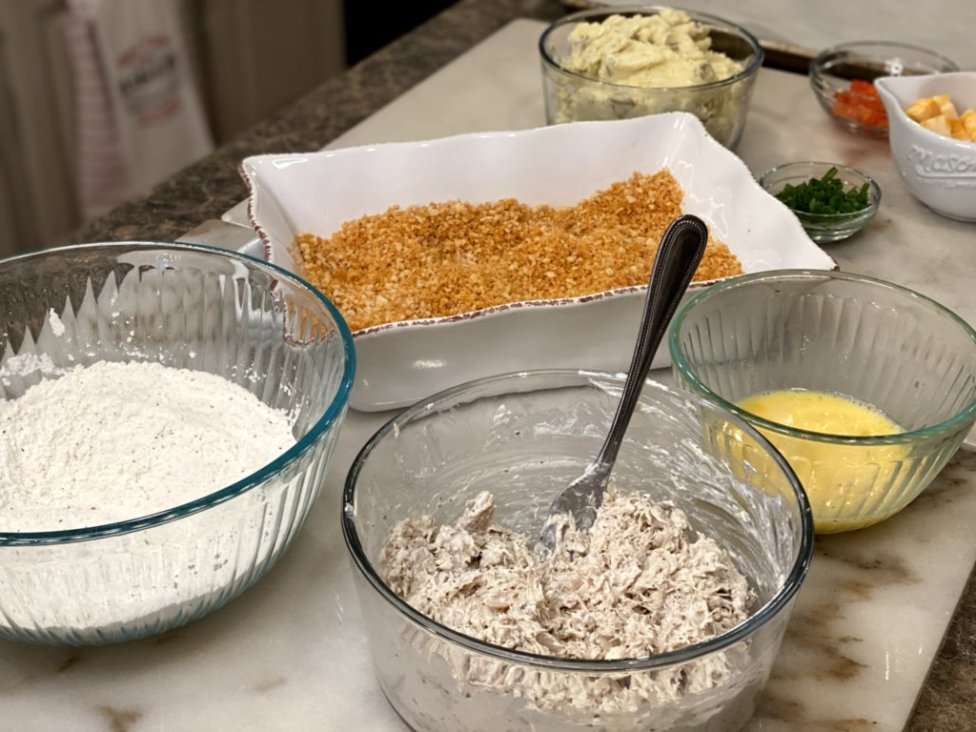 ingredients assembled to make Potato Croquettes