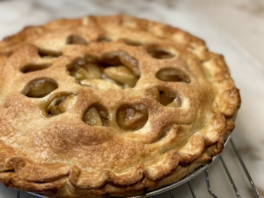homemade sweet apple pie fresh out of the oven. an easy apple pie recipe from Coogan's Kitchen.