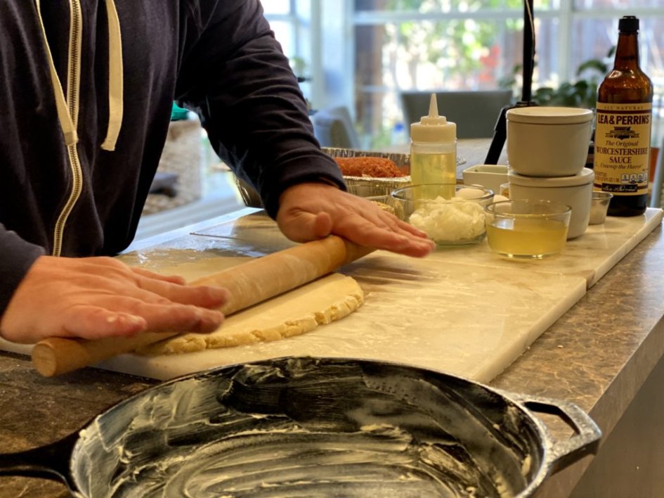 preparing the crust, pie skillet and the recipe 