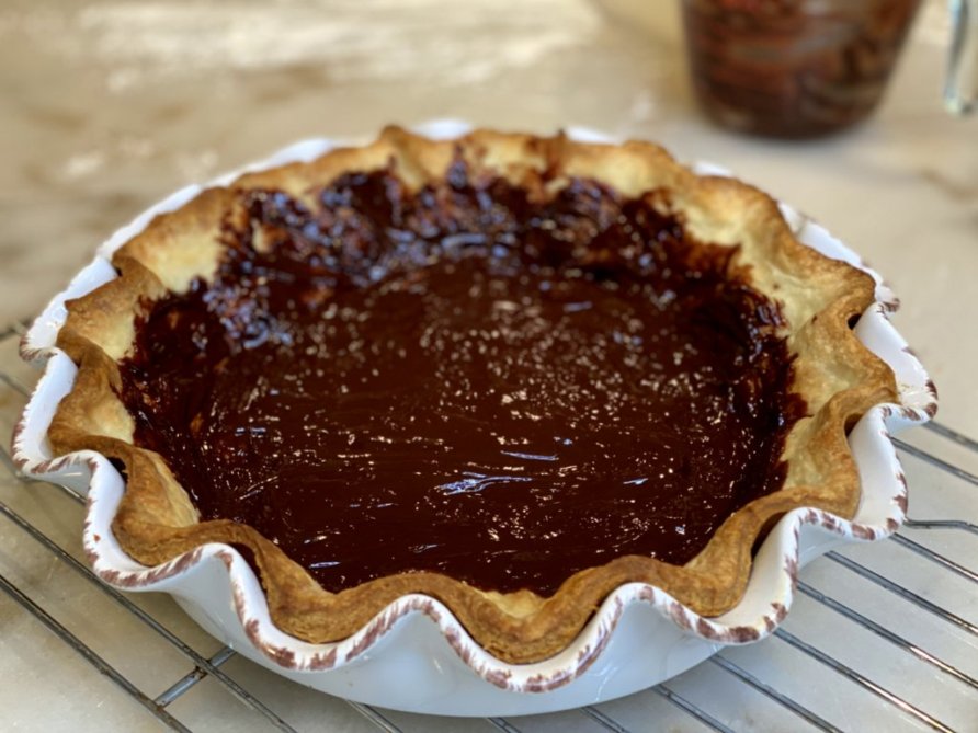 chocolate on the bottom of a pie crust