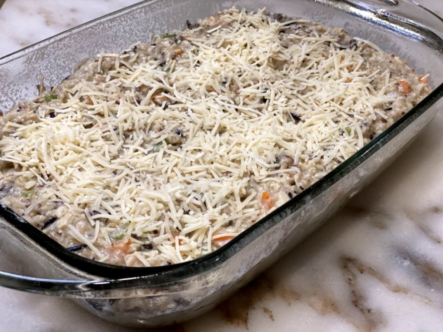 parmesan cheese sprinkled over the top of the dish. 