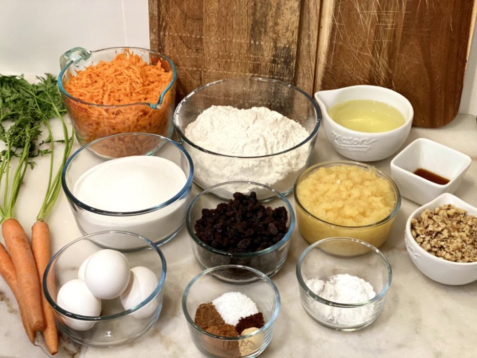 ingredients needed to make a carrot cake