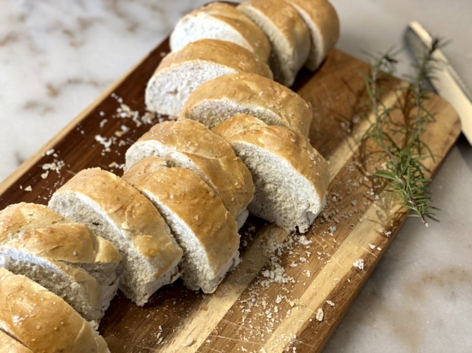 Easy rosemary french bread recipe, ready to serve
