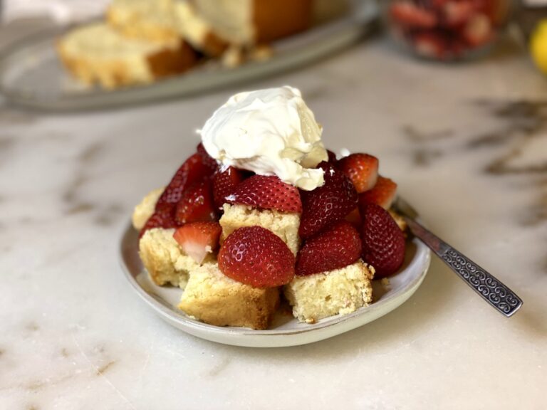 Lemon Pound Cake with Strawberries and Whipped Cream