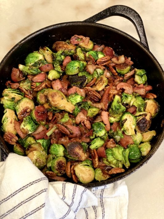 Maple Bacon Pecan Brussels Sprouts recipe